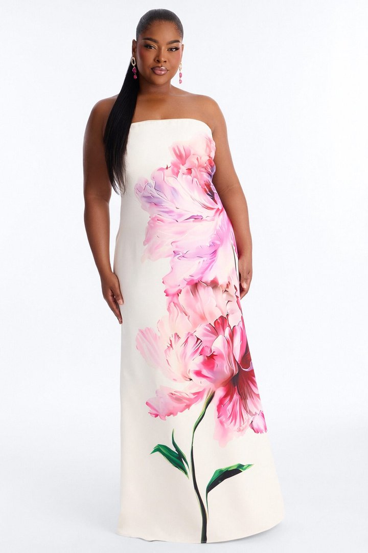 Whimsical Energy Strapless Maxi Dress - Magenta/combo