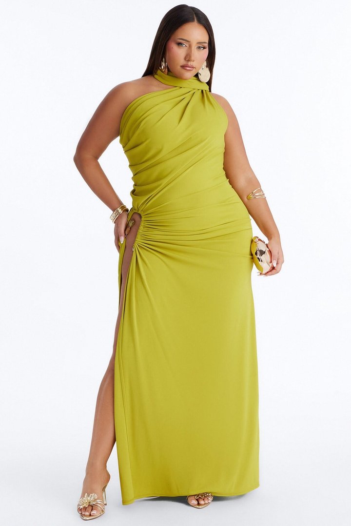 Jasmyn High Slit Maxi Dress - Chartreuse