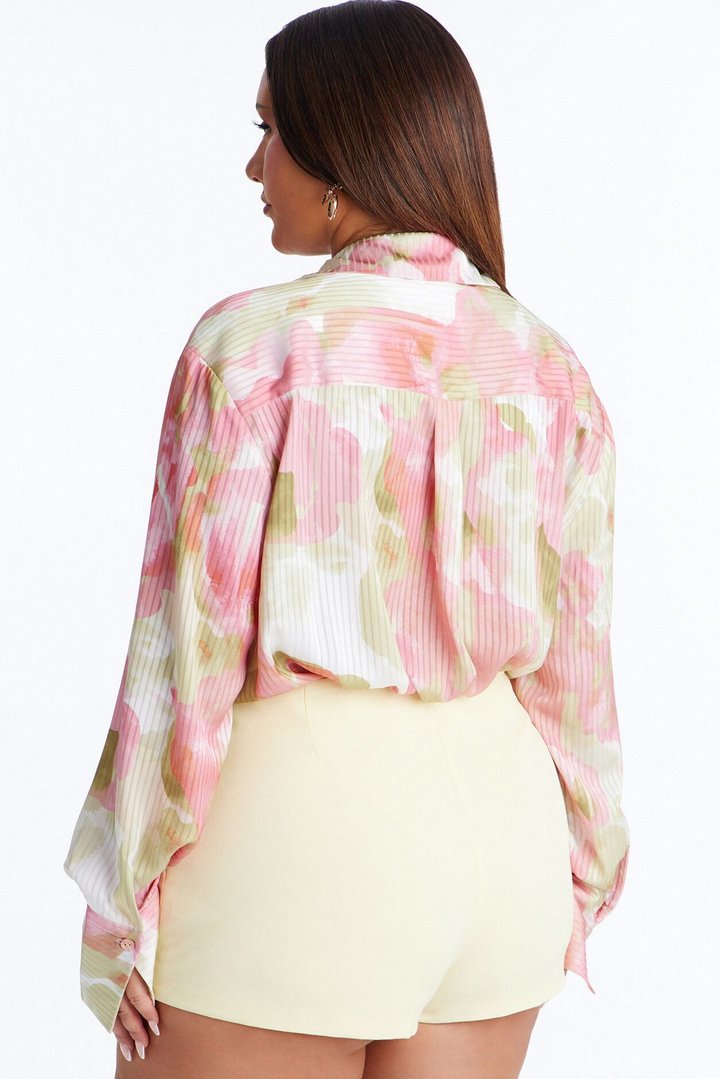 Maya Floral Satin Bodysuit - Pink/combo