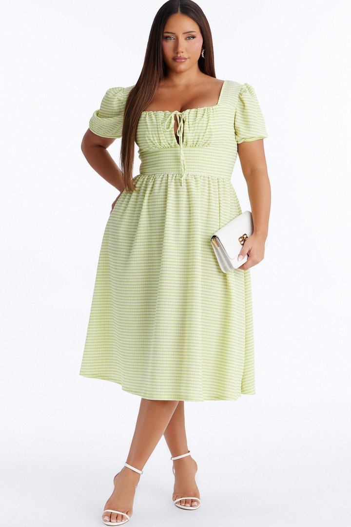 Cecelia Striped Midi Dress - Green/combo