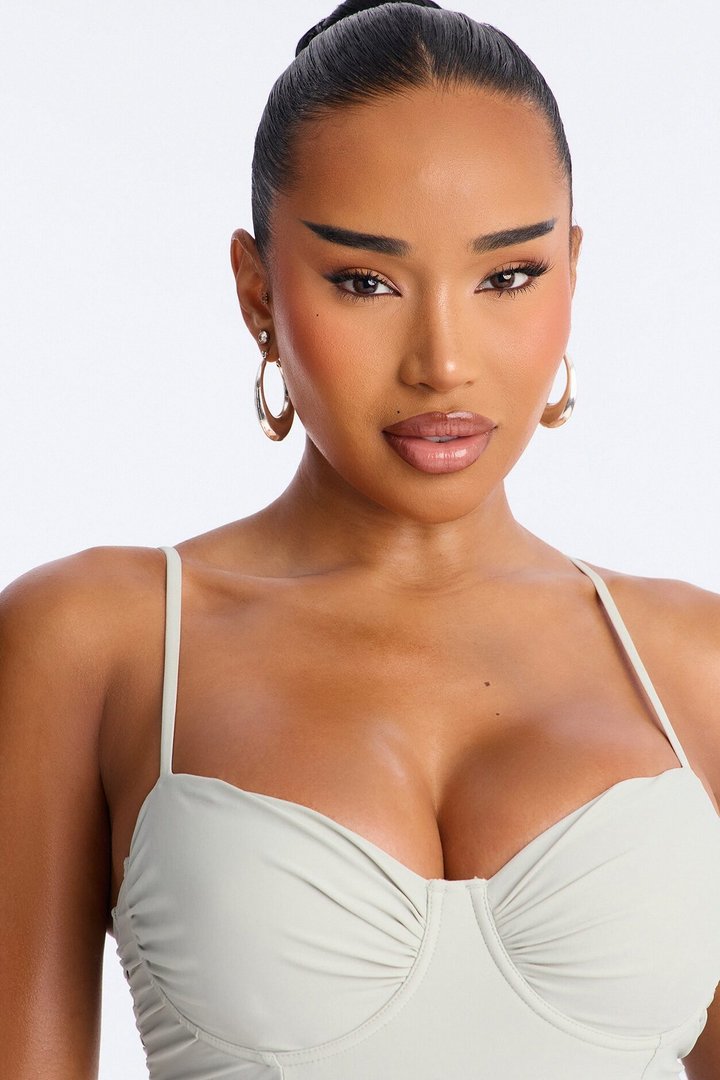 Sunsets In Aruba Underwire Ruched 1 Piece Swimsuit - Sage