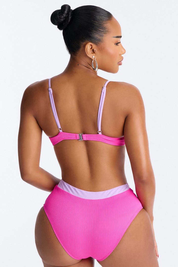 Catching Waves & Baes 2 Piece Bra Cup Bikini Set - Fuchsia/combo