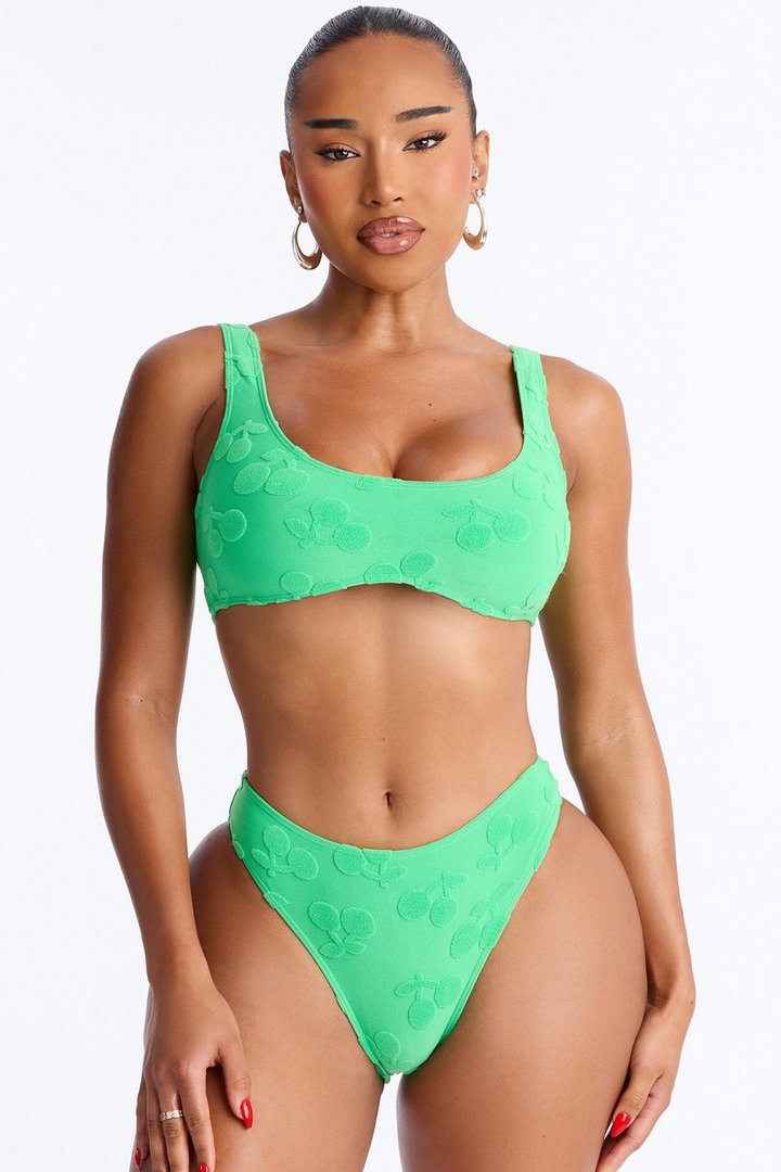 Karlie Terry Cloth 2 Piece Bralette Bikini Set - Kelly Green