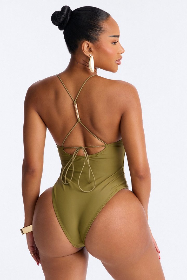 I'm Your Dream Girl 1 Piece Plunge Swimsuit - Green