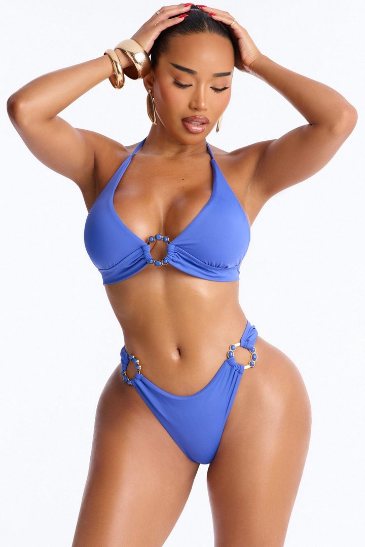Carmen Hardware Beaded 2 Piece Bikini - Blue