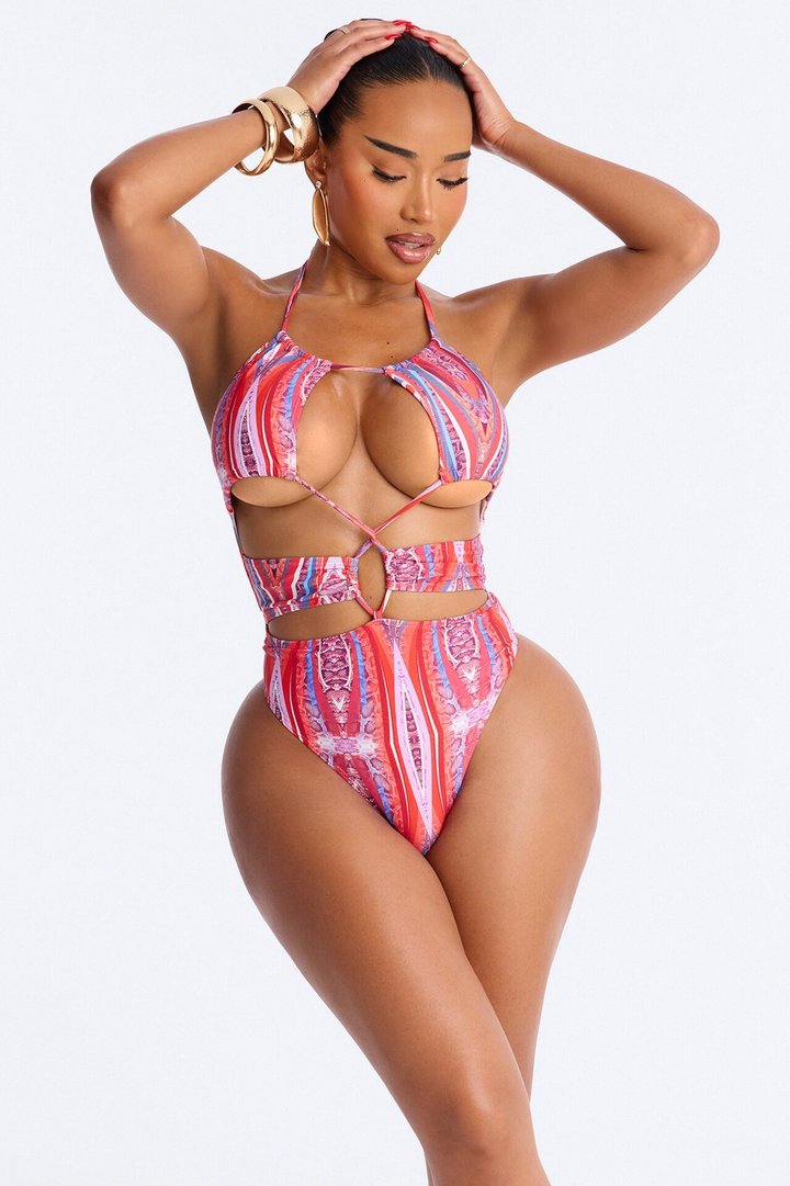 Margarita Dreaming Cutout One Piece Swimsuit - Pink/combo