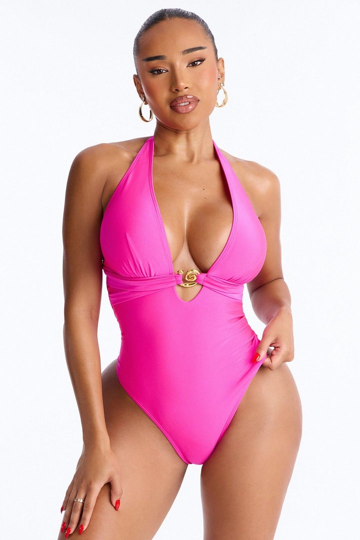 Ellie Plunge 1 Piece Swimsuit - Fuchsia