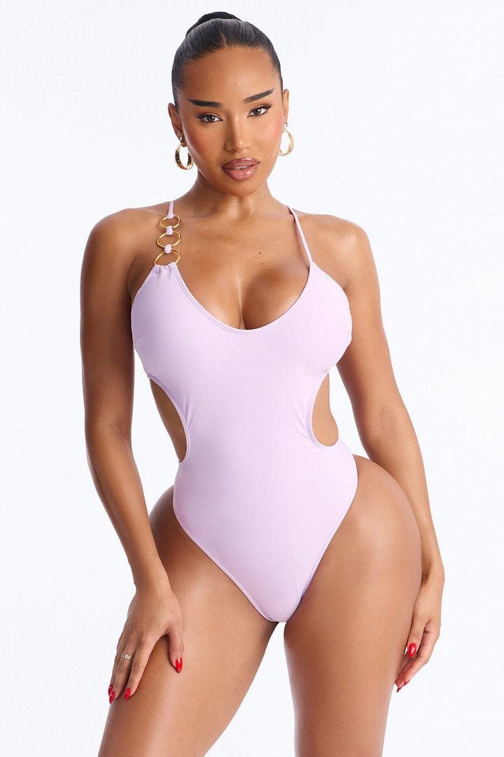 Coconut Life O-Ring Asymmetrical Side Out 1 Piece Swimsuit - Lavender