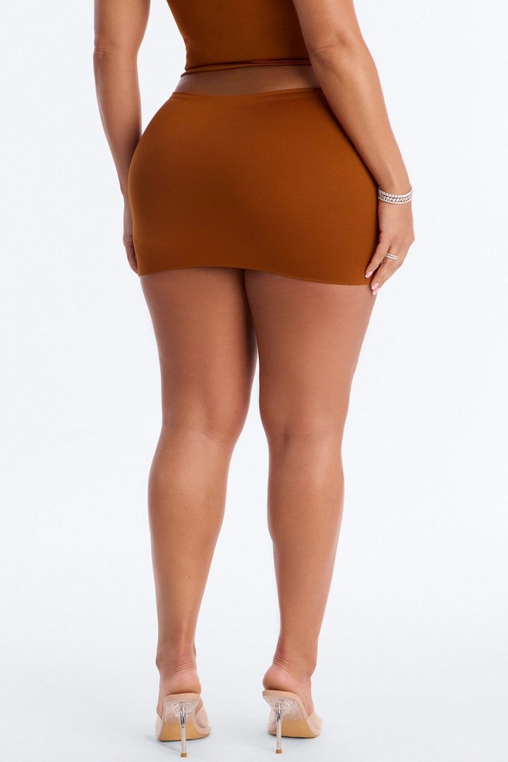 Contour Double Lined Mini Skirt - Copper