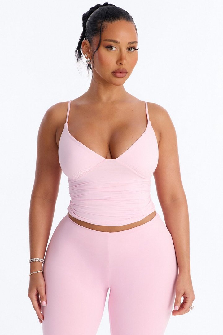Second Skin Bra Pad V Neck Cami - Light Pink