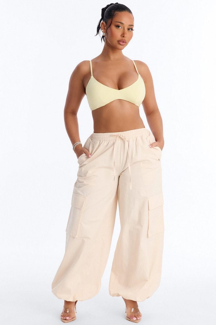 Second Skin Scoop Neck Spaghetti Strap Bra Top - Yellow