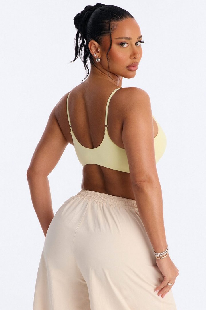 Second Skin Scoop Neck Spaghetti Strap Bra Top - Yellow