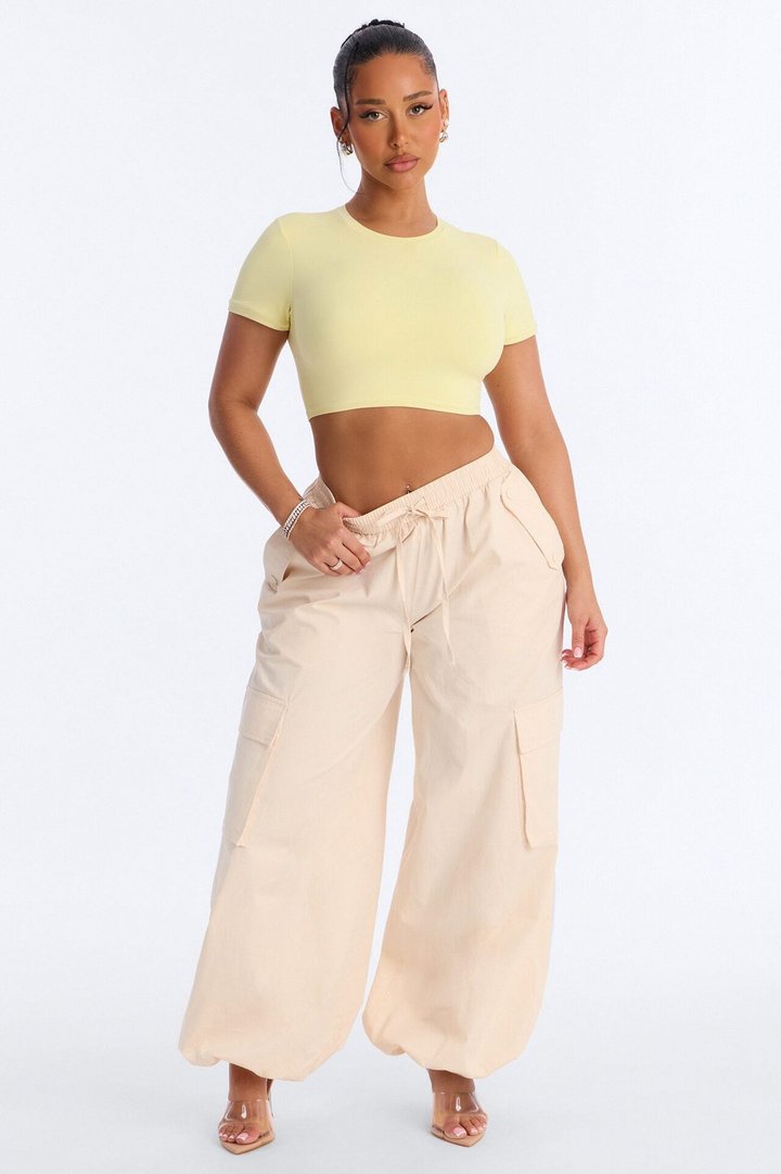 Second Skin Double Lined Super Cropped Tee - Yellow