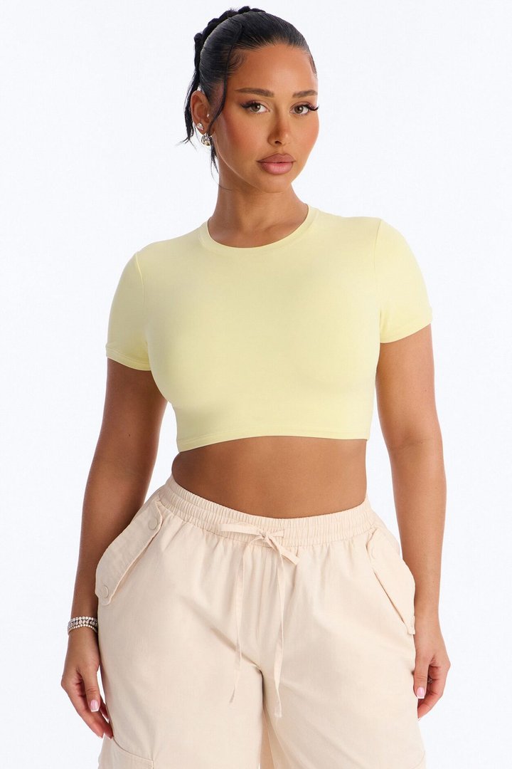 Second Skin Double Lined Super Cropped Tee - Yellow