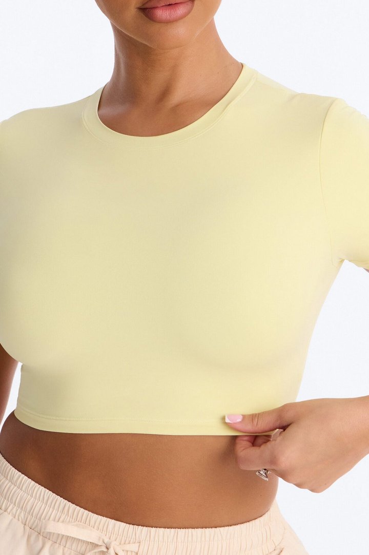 Second Skin Double Lined Super Cropped Tee - Yellow