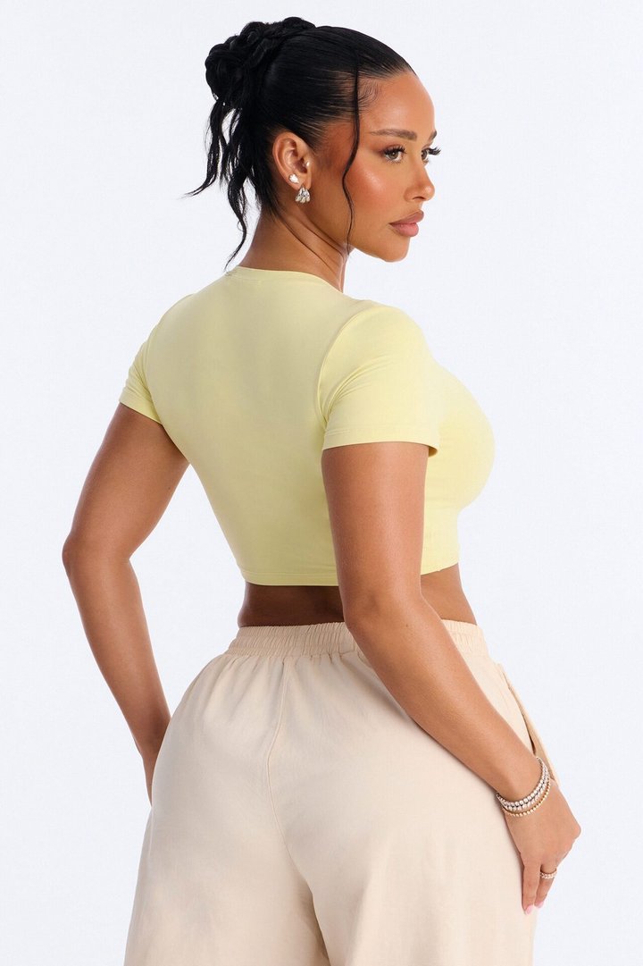 Second Skin Double Lined Super Cropped Tee - Yellow