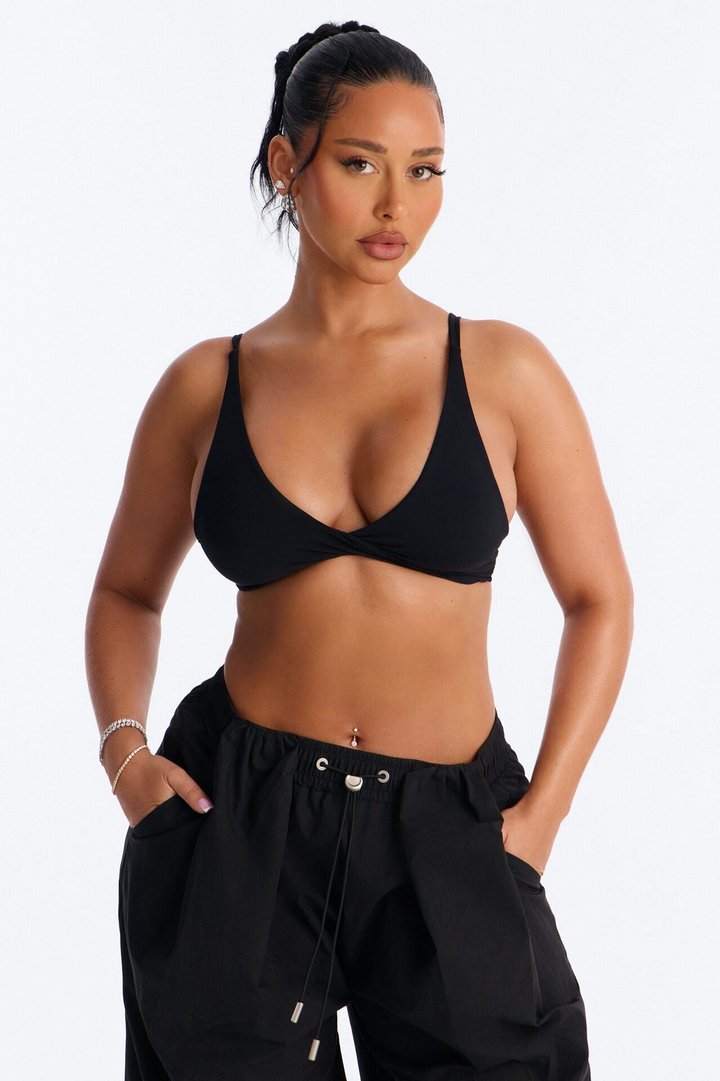 Second Skin Deep V Neck Bra Top - Black