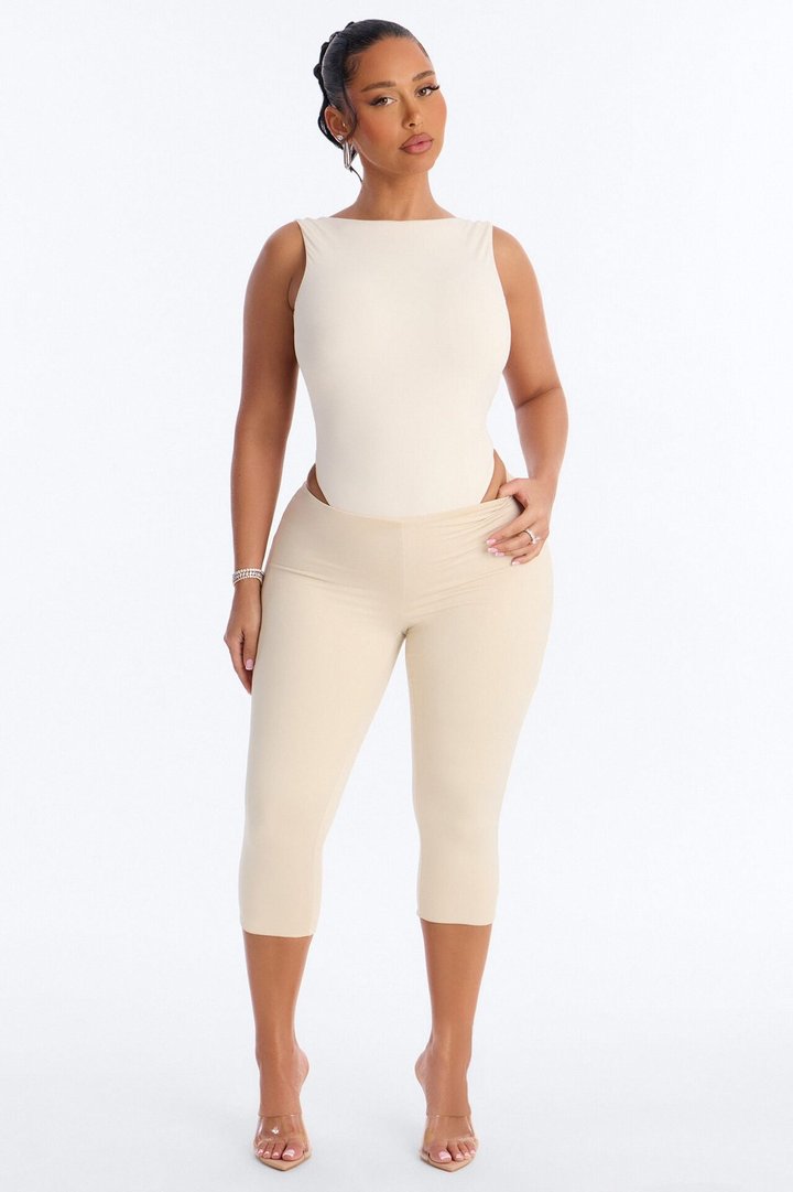 Second Skin Double Lined Backless Bodysuit - Bone