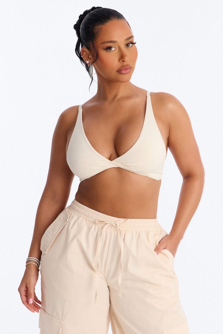 Second Skin Deep V Neck Bra Top - Bone