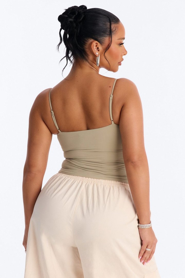 Second Skin Double Lined Twist Cami - Olive