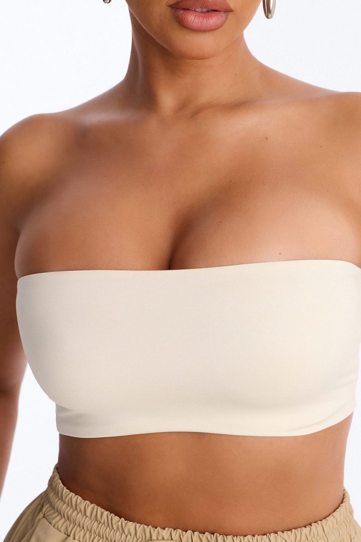 Contour Double Lined Strapless Bandeau Top - Bone