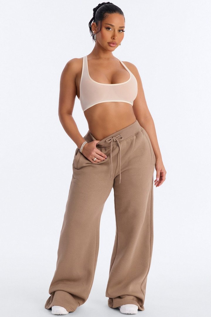 Power Mesh Racerback Bra Top - Bone