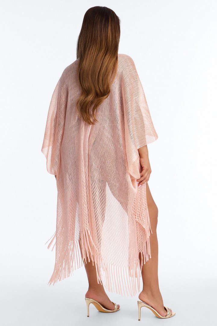 Corrine Shimmer Swim Cover Up Kimono - Rose Gold