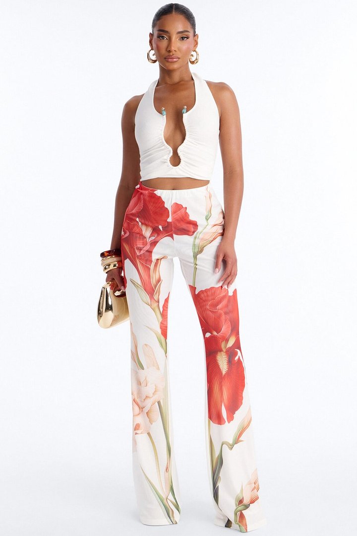 Taylor Double Mesh Skinny Flare Pant - White/combo