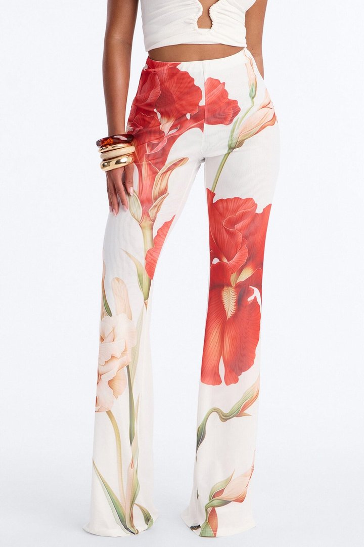 Taylor Double Mesh Skinny Flare Pant - White/combo