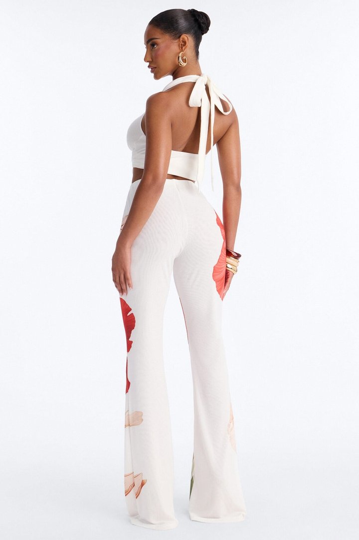 Taylor Double Mesh Skinny Flare Pant - White/combo