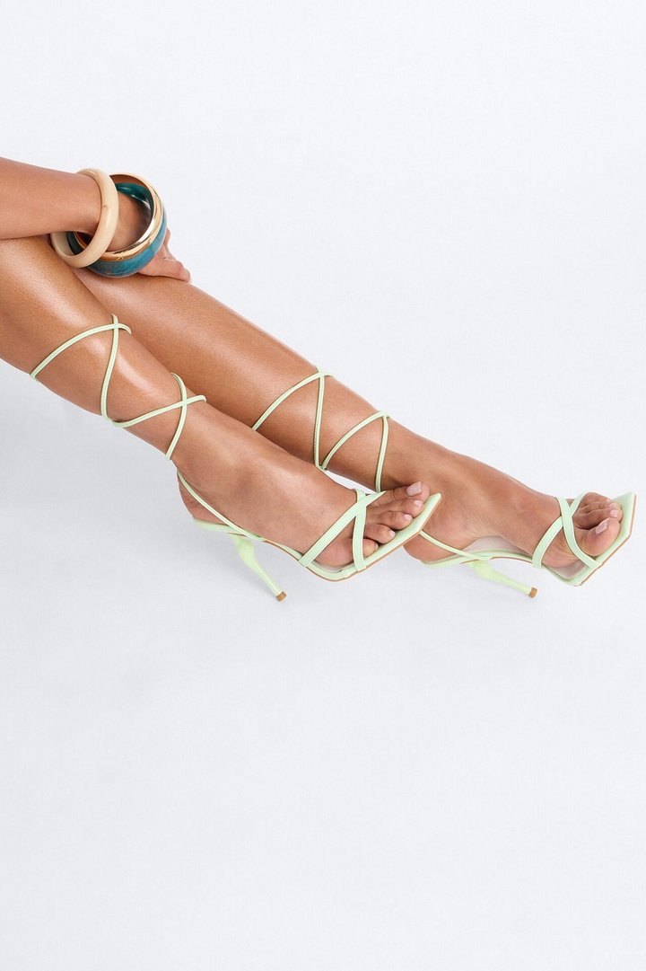 Femma Wrap Up Stiletto Heels - Green