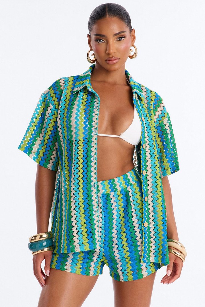 Marimar Crochet Short Set - Green/combo