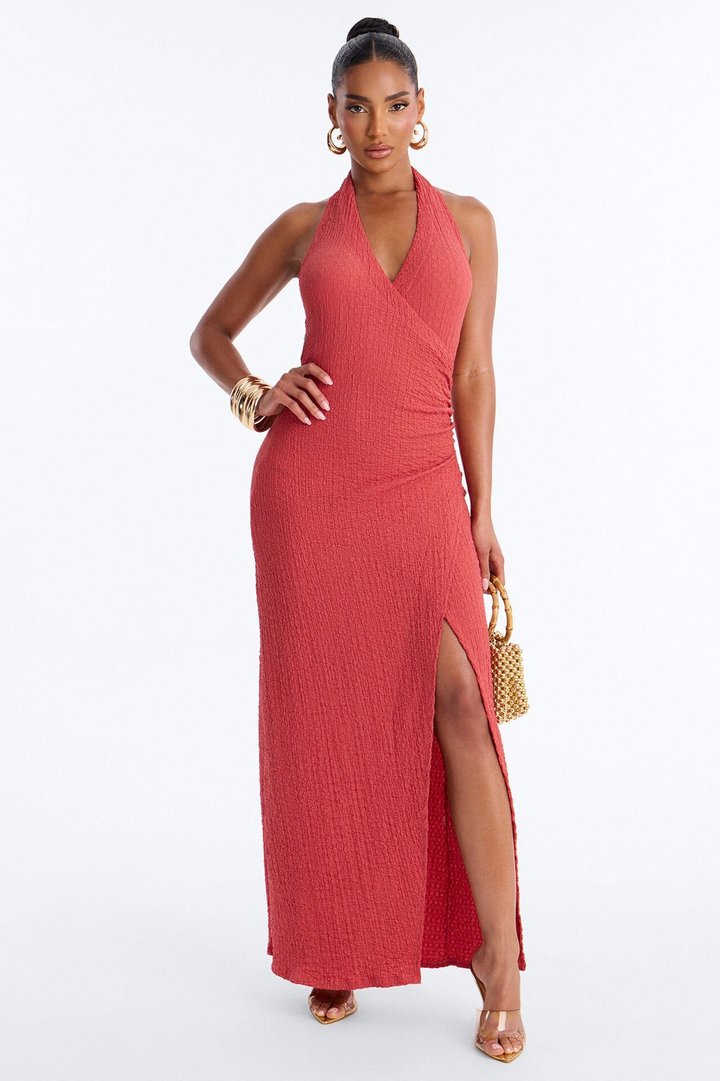 Alinna Halter Maxi Dress - Marsala