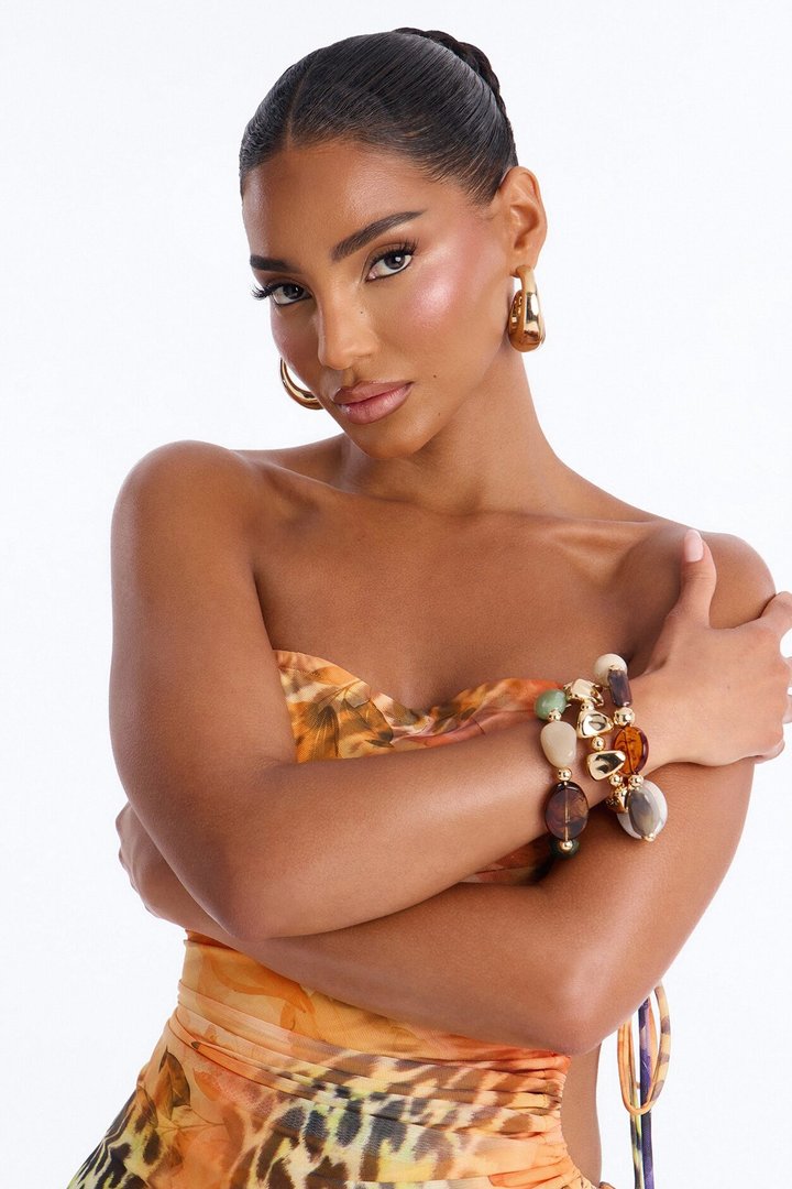 Joyce Jeweled Stretch 3 Piece Bracelet Set - Multi Color
