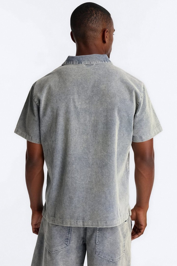 Ohio Corduroy Johnny Collar Polo - Blue