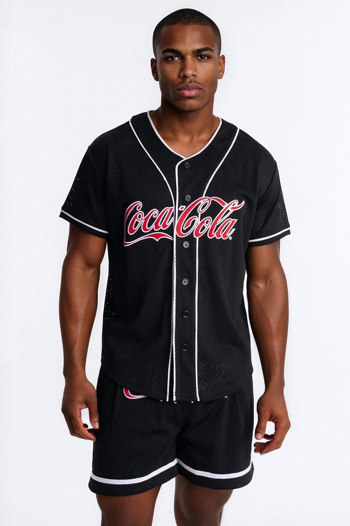 Coca Cola Patch Baseball Jersey - Black
