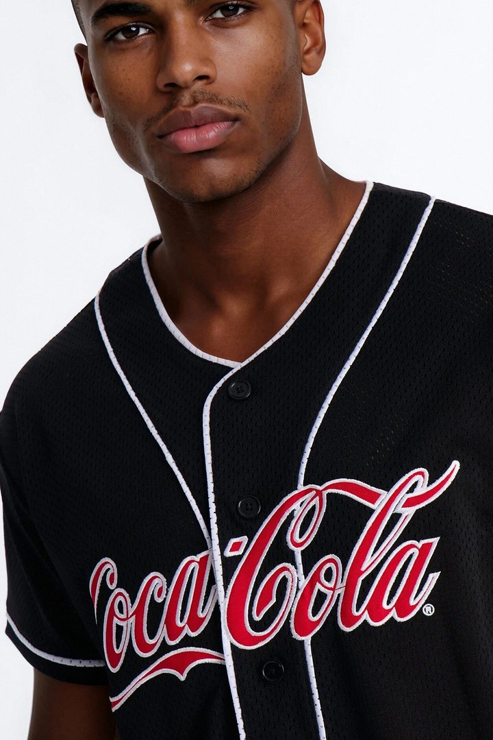 Coca Cola Patch Baseball Jersey - Black