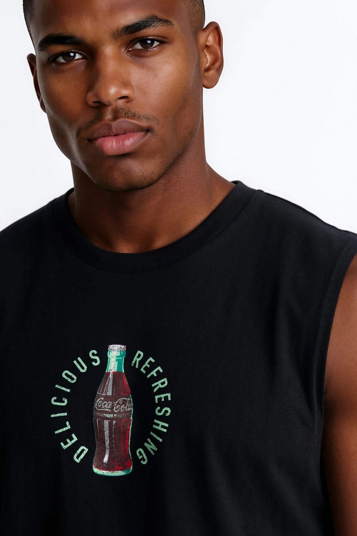Coca Cola Sold Here Heavy Weight Muscle Tee - Black