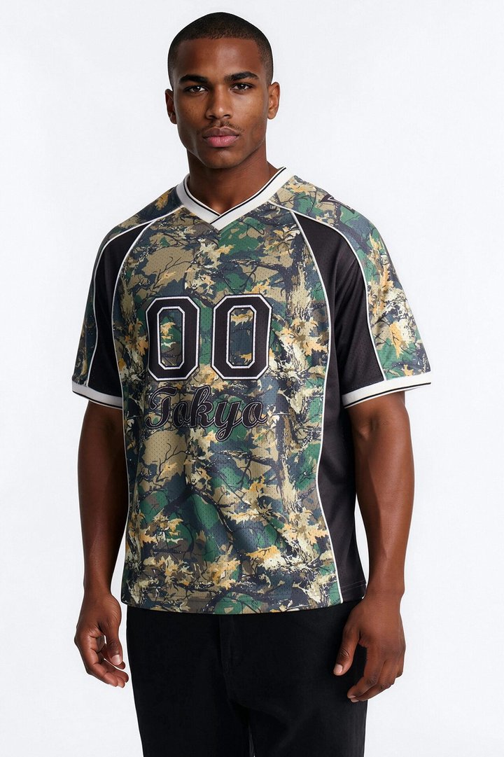 Tokyo V Neck Soccer Jersey - Camouflage