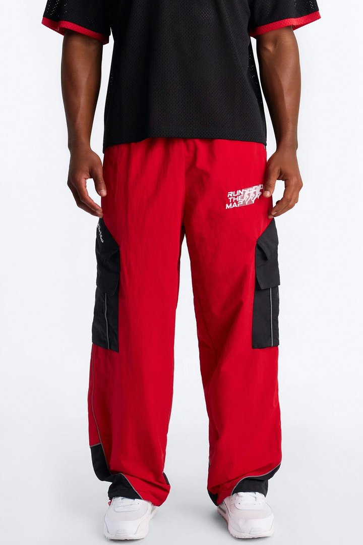 Wide Leg Motorsport Colorblock Pant - Red