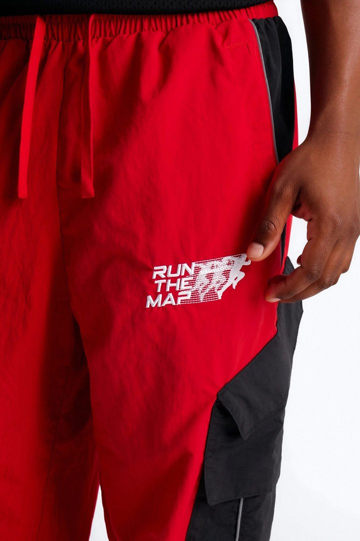 Wide Leg Motorsport Colorblock Pant - Red