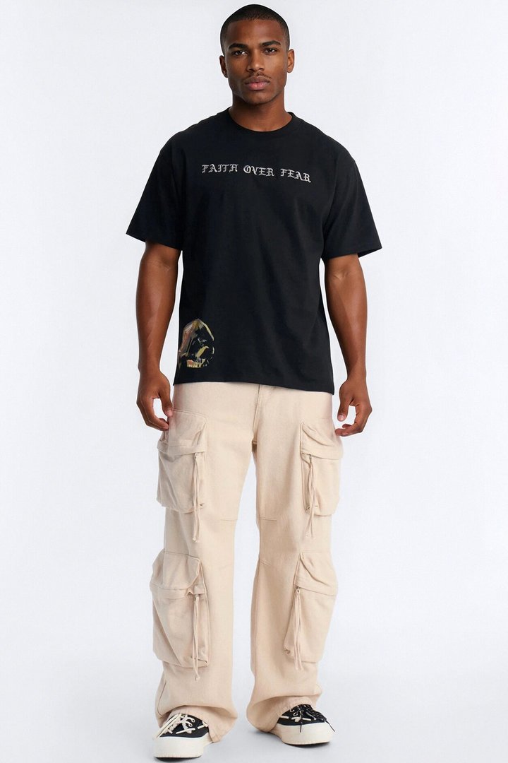 Faith Over Fear Eternally Oversized Short Sleeve Tee - Black