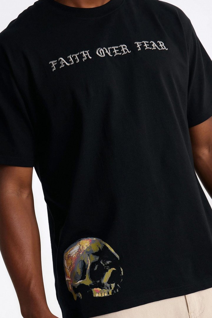 Faith Over Fear Eternally Oversized Short Sleeve Tee - Black