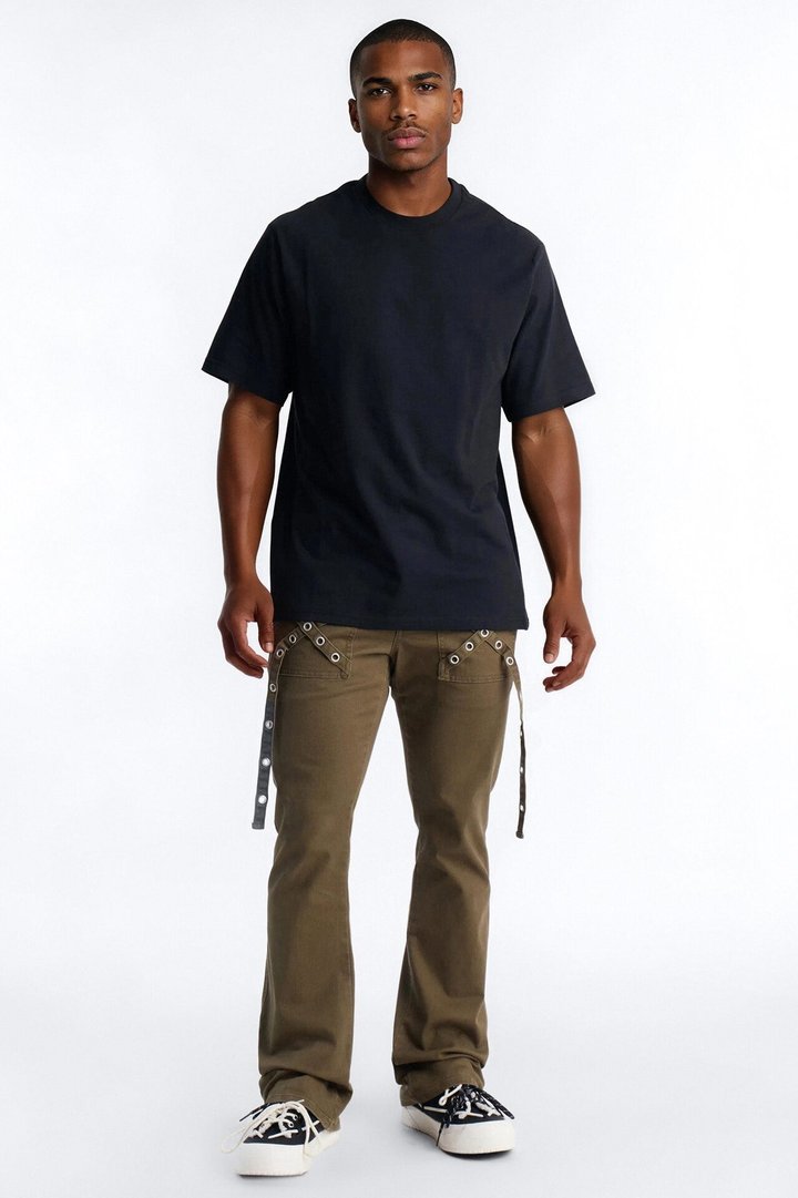 Stacked Slim Flare Retro Groove Pant - Olive