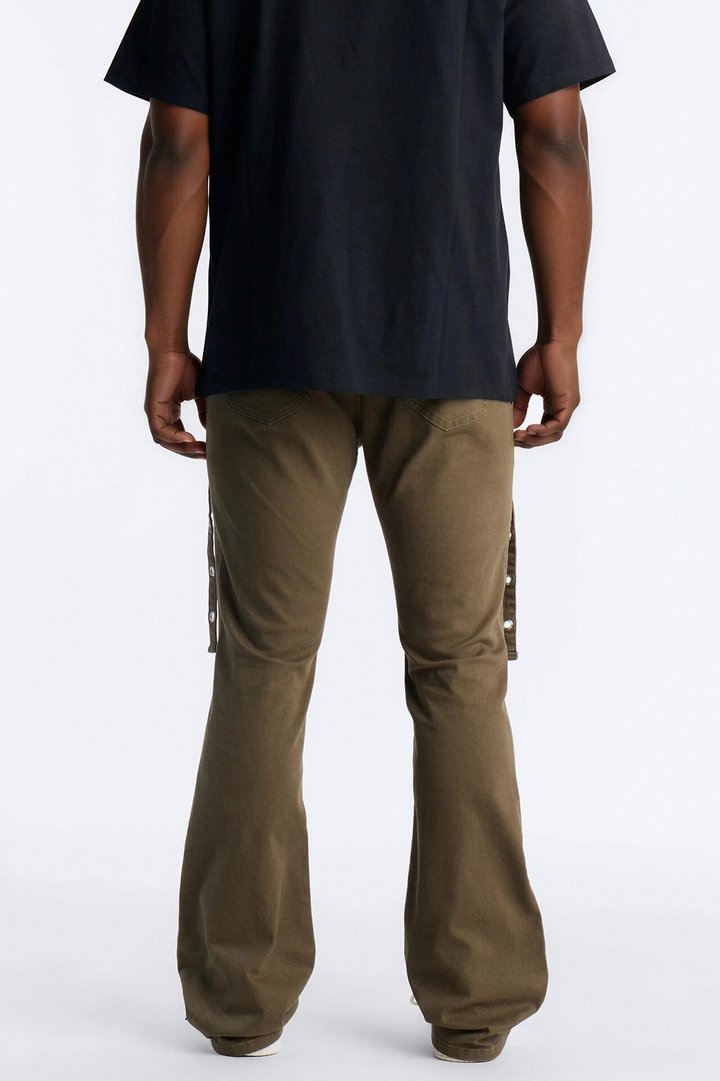 Stacked Slim Flare Retro Groove Pant - Olive
