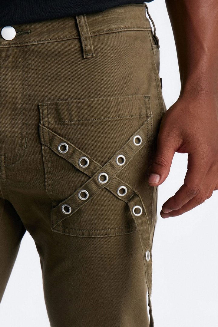 Stacked Slim Flare Retro Groove Pant - Olive