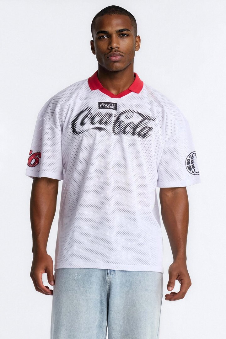 Coca Cola 86 Johnny Collar Soccer Jersey - White