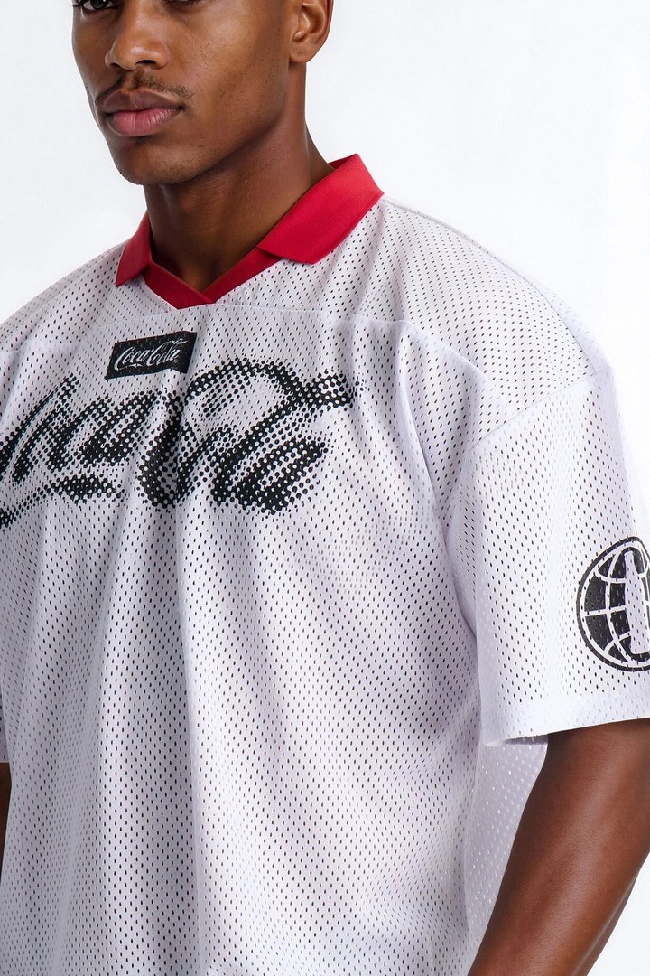 Coca Cola 86 Johnny Collar Soccer Jersey - White