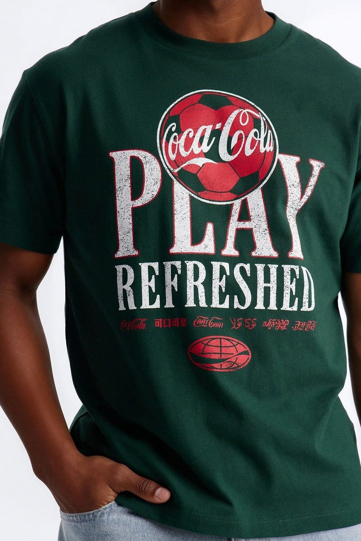 Coca Cola Soccer Heavy Weight Short Sleeve Tee - Green