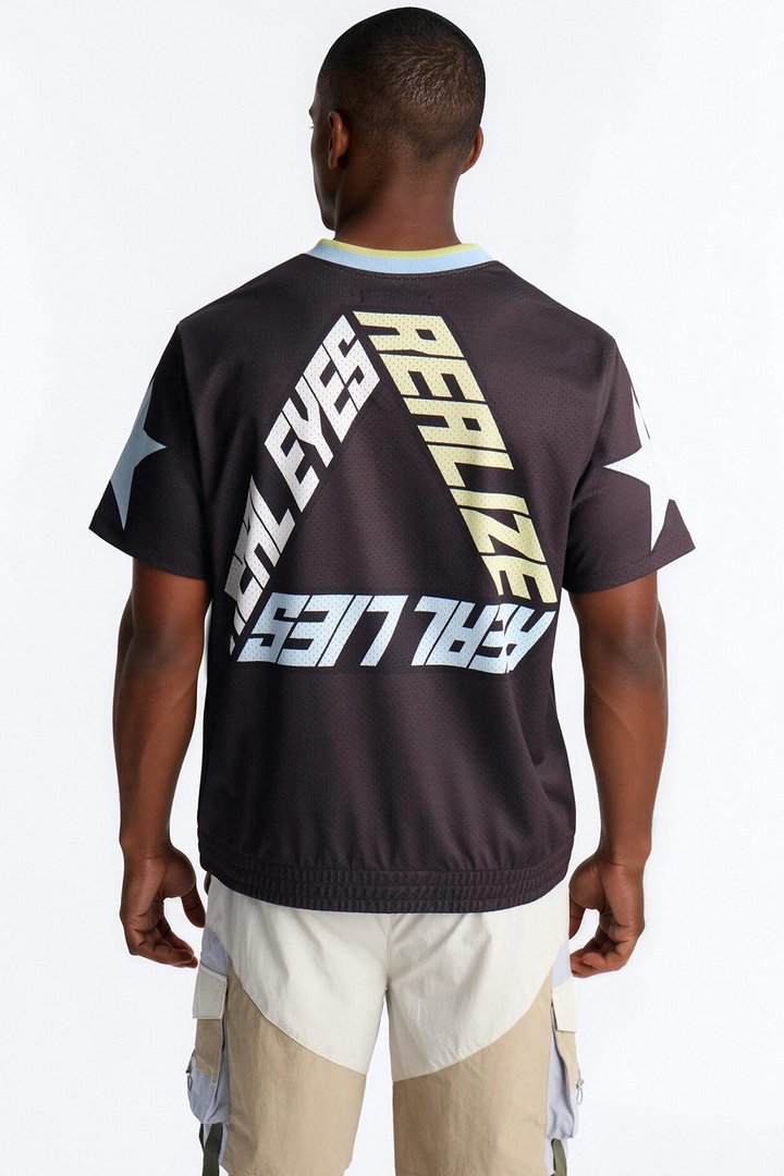 Real Eyes Mesh Jersey Short Sleeve Tee - Black